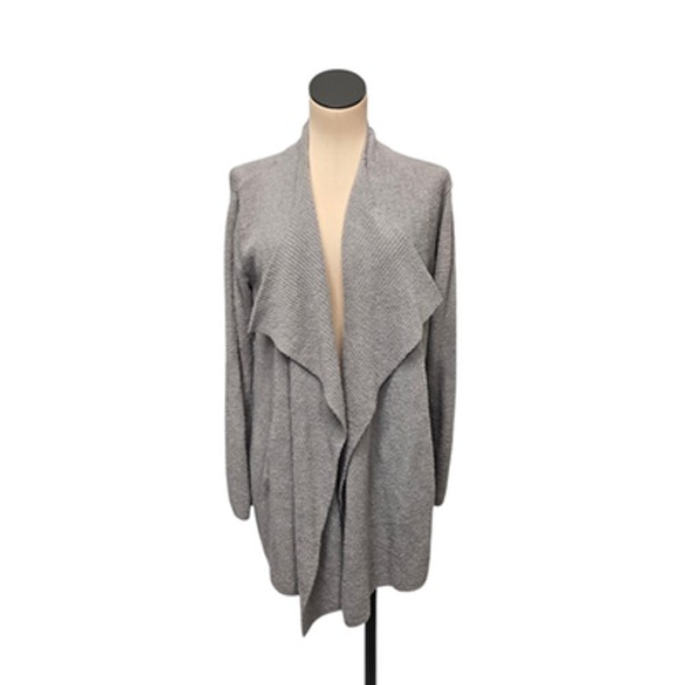 Barefoot Dreams Sweater Womens L/XL‎ Gray CozyChic Lite Open Waterfall Cardigan